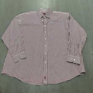 Rochester Mens Egyptian Cotton Long Sleeve Dress Shirt XXL Red/White Stripes